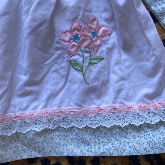 Vintage Nanas Pet floral print embroidered long sleeve tie long sleeve dress - Picture 3 of 11